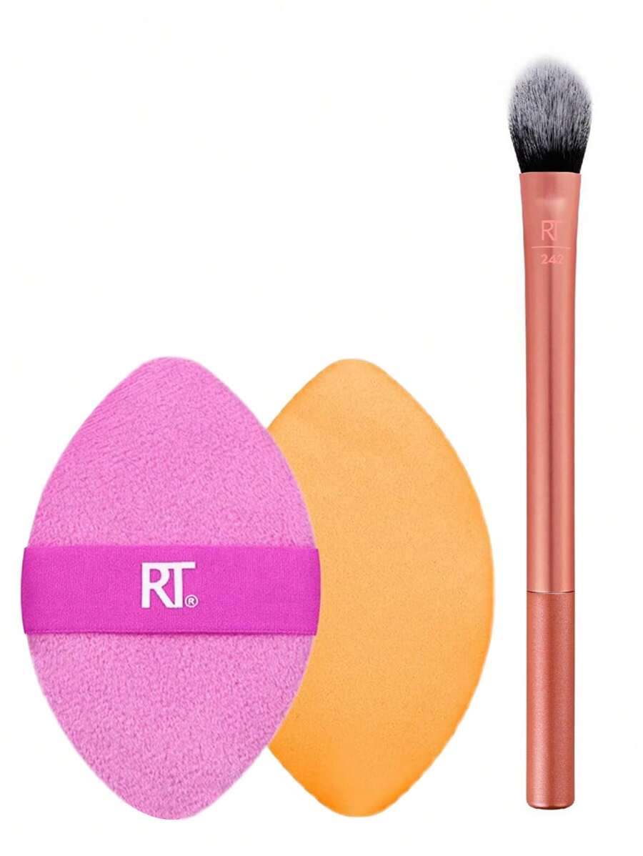 Real Techniques Precision Perfection Duo, Viral Kitten Paw Concealer Brush & Dual-Sided Powder Puff For Powder & Foundation, Travel Friendly Makeup Brush Set, Cruelty-Free, 2 Pieces Set,Brush Set,Makeup Brush Kit,Make Up Brush Set,Make Up Set Complete,Makeup Brush Set,Complete Makeup Kit,Brush Kit,Brushes Makeup Set,Makeup Gift Set,Set - Hot Pink - View 1