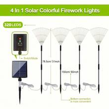 2pcs 320LED 240LED 8 Modes Solar Powered Fireworks Lights Suitable For Garden Patio Sidewalk Party Wedding Outdoor Lawn Lights - màu ấm áp - Xem 8