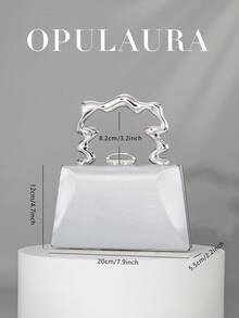 Sac à main bracelet métallique brillant à la mode pour femmes OpulAura, sac de soirée  de forme minimaliste en forme de boîte, sophistiqué et élégant, convient pour les fêtes à thème, les anniversaires, les rentrées scolaires et autres occasions