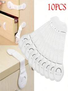 10 件白色儿童橱柜锁，婴儿防护抽屉锁，防止手指被夹，带扣设计，婴儿淋浴家庭装饰礼物