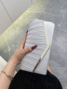 Lightweight, Business Casual Bag Design, Bag Evening Bag, Dinner Bag Glamorous, Elegant, Exquisite, Quiet For Party Girl, Woman Perfect For Party, Wedding, Prom, Dinner/Banquet, Perfectly Matching With Prom Accessories, Perfectly Matching With Bridal Party, Best Choice Elegant Bag For Bridal Shower - Silver - View 5