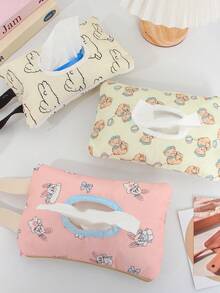 1 Stück praktische Taschentuchbox mit niedlichem Tiermuster, Schreibtischdekoration, Feuchttücher Aufbewahrungstasche, tragbare Taschentuchbox, auch zum Aufhängen, tragbare Taschentuch-Aufbewahrungstasche für Kinderwagen, Valentinstag Geschenke, Badezimmer Aufbewahrung, Büro Taschentuchaufbewahrung, Schlafzimmer Taschentuchaufbewahrung