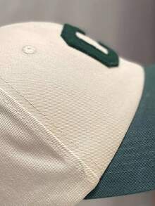 时尚绿色复古简约字母贴布棒球帽，户外防晒情侣棒球帽 - 綠色 - 查看 4