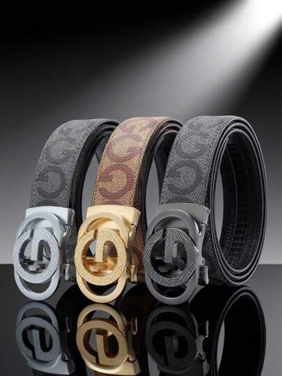 1件男士时尚合金字母自动扣皮带，A款，个性化多功能商务皮带，经久耐用，商务精英必备 - 也是一份绝佳的礼物选择。