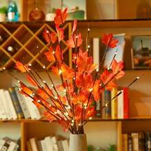 1 Set Realistic Tree Branch Shaped LED Lights, Battery Powered, Each Light Contains 20 LED Beads, Decorated With Artificial Small Branches In Vase, Stylish Decor, Can Be Used As Bedside Lamp, Romantic Home Decor - Coffee Brown - View 3