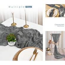 1/6/10 件装灰色 6 英尺/10 英尺/13 英尺粗棉布桌旗波西米亚风薄纱桌旗乡村风透明桌旗，适用于婚礼、生日、婴儿派对、波西米亚风餐桌装饰（灰色）