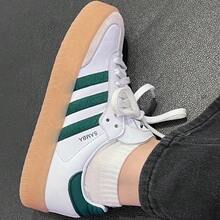 Adidas Giày thể thao cổ thấp cổ điển retro dành cho nữ SAMBA - Trắng/Xanh lá cây - Xem 5