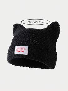 1pc Unisex Rabbit Ear Knitted Hat, Outdoor Street Beanie, Acrylic Yarn Hat For Party