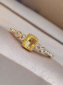 1 件优雅方晶锆石戒指，适合女士，情人节礼物，结婚周年派对珠宝，妈妈，母亲，母亲节，礼物 - 1# - 查看 7