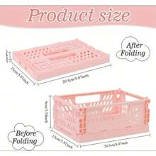 2pcs Mini Foldable Storage Basket, Collapsible PP Organizer Box For Kitchen, Bathroom, Office, Stationery, Notebook, Cosmetics Desk, Available In Multiple Colors, Desktop Organization Tool, Shelf Basket