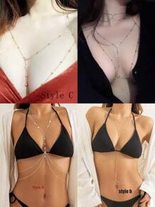 European And American Simple And Stylish Diamond-Studded Chest Chain, Sexy And High-End Bikini Body Jewelry For Women.