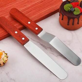 木柄蛋糕糖霜刮刀，糕点面包奶油直刮刀，适用于烘焙面包和蛋糕制作