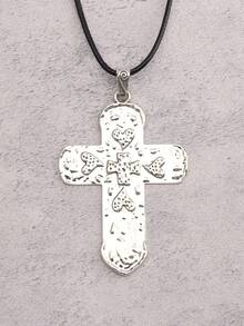 1pc Vintage Wooden Cross Necklace For Men & Women, Suitable For Daily Wear, Parties, Easter, Halloween - Wooden Cross - View 7