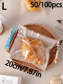 50pcs/100pcs Transparent Self Adhesive Bread Packaging Bags For Sliced Toast, Doughnuts, Bagels, And Small Bread Rolls - Clear - View 5