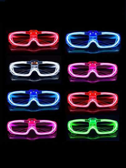 24pcs LED Illuminated Glasses (Square, 15cm/5.91in), Glow Party Supplies, 3 Lighting Modes, Toy Party Favors, Suitable For Adults, Glow Glasses, Suitable For Holidays, Birthdays, Easter Parties, Glow Stick Glasses, Sunglasses, Wedding Cosplay, Christmas Nightclub (Random Color)
