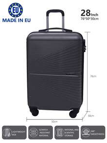 歐洲製造，行李箱學校宿舍必備品大學宿舍必備品學校行李箱旅行箱行李箱耐度假必備手提行李箱旅行箱、輪式行李箱套裝、登機箱，托運箱，四輪行李箱、硬殼拉桿箱、ABS 材質， - 深灰色 - 查看 4