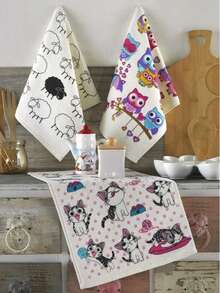 3-Piece Kitchen Towel Set | 30x50 Cm | 100% Cotton | Super Absorbent, Soft Texture | Everyday Use & Table Service | MADE IN TURKEY - White - View 1