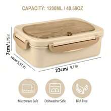 1pc 1200ml Adult Bento Box With Utensils And Leak-Proof Lid, 3-Compartment Lunch Container School Supplies,Back To School(Tableware, Lunch Boxes, And Storage Bags Can Be Selected For Purchase)