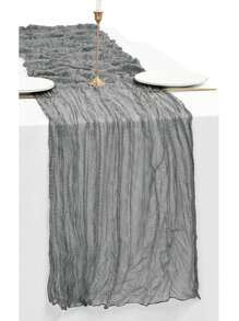 1/6/10 件装灰色 6 英尺/10 英尺/13 英尺粗棉布桌旗波西米亚风薄纱桌旗乡村风透明桌旗，适用于婚礼、生日、婴儿派对、波西米亚风餐桌装饰（灰色）