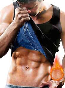 1pc Men's Sports Slimming Waist Cincher Vest, European And American Style Sauna Sweat Fitness Shaping Underwear, Sweat Inducing Belly Shaping Gym Workout Top