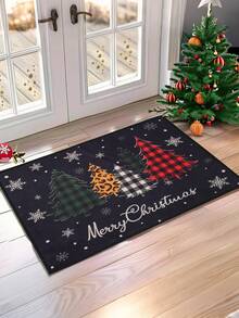 1pc Christmas Tree Front Door Washable Rugs, Dirt-Resistant Floor Mat, Rug, Merry Christmas Party Decoration, Christmas Decoration Floor Mat, Christmas Kitchen Rugs, Christmas Room Decor, Home Decor, 2026 New Year Decoration, Decoration, Christmas Gifts, Christmas Ornaments, Party Favor - Christmas Tree Black - View 4