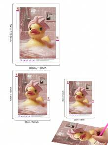 1 件 5D DIY 钻石画套件 - 浴缸中放松的橡皮鸭、有趣的浴室墙壁艺术、闪亮的钻石画工具套件，适用于家居装饰和礼物 - 彩色 - 查看 2