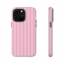 Funda protectora para teléfono con diseño de rayas rosas (1 unidad), compatible con phone 11, 12, 13, 14, 15, 16 Pro/Pro/Plus - Blanco - Ver 6