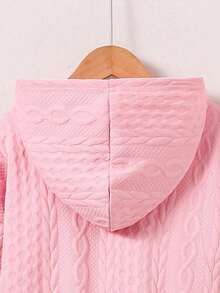 Áo khoác nỉ có khóa kéo, màu trơn, thêu chữ, dành cho bé gái tuổi teen - Hồng - Xem 6