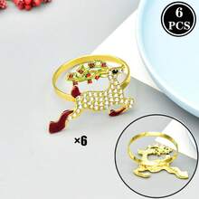 1 قطعة/6 قطع/12 قطعة من حلقات المناديل ذات العناصر الكريسماسية، حلقات معدنية ذهبية دائرية، حاملات مناديل بلون واحد صلب، حلقات معدنية مصقولة من السبائك، بتصميم منقوش مجوف، ديكور عيد الميلاد، ديكور طاولة الطعام، حفلات الزفاف والأعياد والولائم - متعدد الألوان 1 - مشاهدة 16