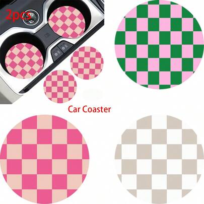 2pcs Car Cup Holder Coasters, Anti-Slip Shockproof Universal Fashion Car Coasters, Insert Interior Accessories, Party Gift