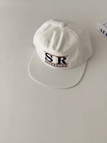 1 件软冠平檐帽，字母刺绣，复古百搭棒球帽，小脸遮阳帽，街头滑板帽，撞色嘻哈帽