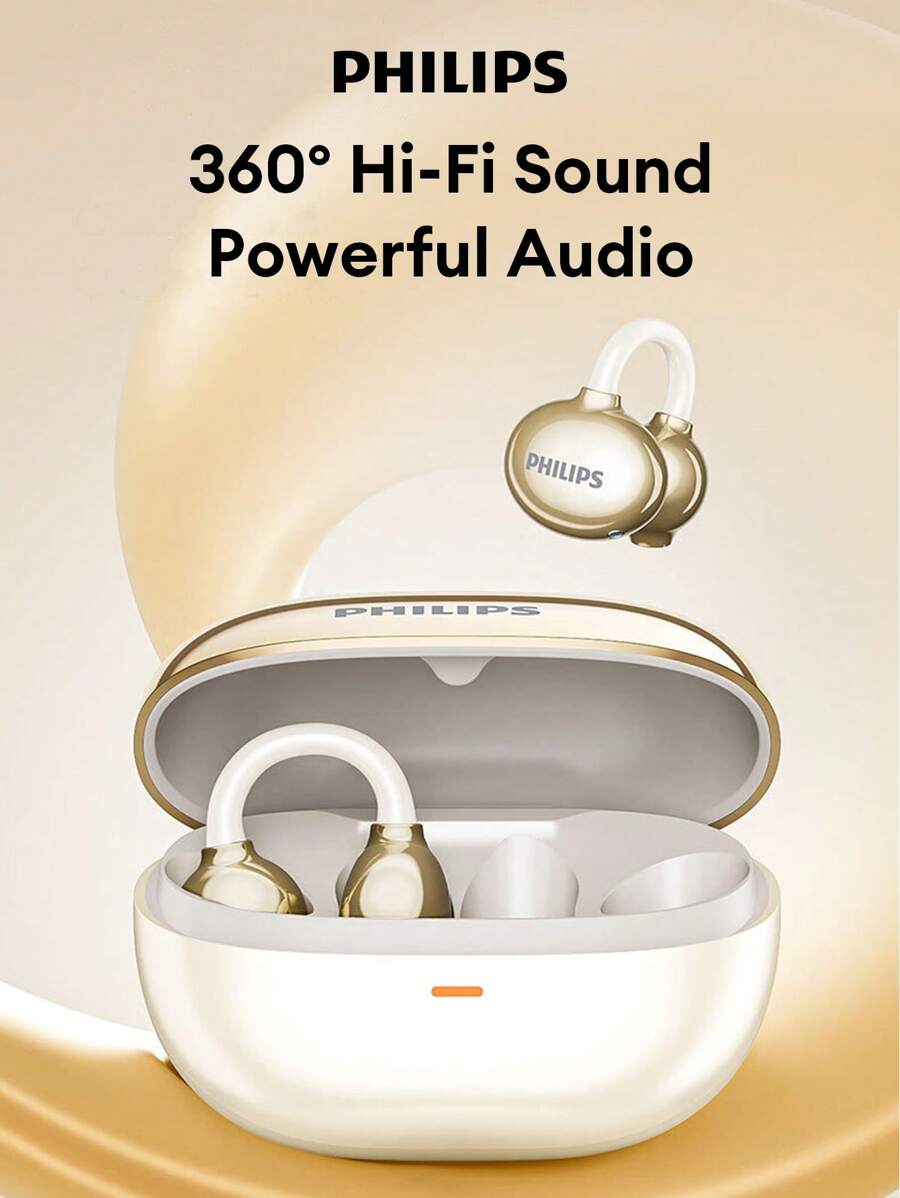 PHILIPS 飞利浦 TAT3469 蓝牙耳机，夹式 360° 环绕声，低延迟音乐和游戏，长电池寿命，智能降噪，开放式无线耳塞，兼容智能手机和笔记本电脑 - 多色 - 查看 1