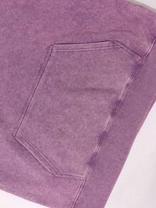 1 Pieza Sudadera casual de mujer para otoño e invierno, sudadera retro lavada desgastada de 400G, regalo de festival, corte holgado, unisex - Morado - Ver 3