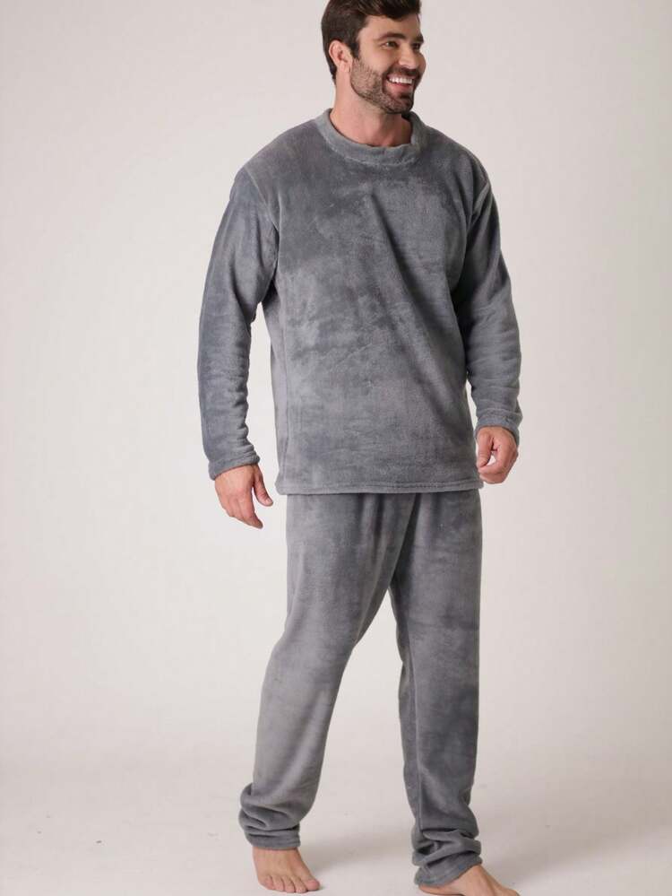 Men's Pajamas Fleece Vb Online Winter Peludinho - Xám - Xem 3
