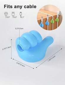 10-Piece Cable Clips - Fun Cord Holder, Silicone Thumb Wall Hooks | For Desk, Wall, Car, Nightstand | Organizes Phone USB Cables, Key Hanger | Random Colors For Office, Dorm And Home Use Cable Organizer Charger Accessories