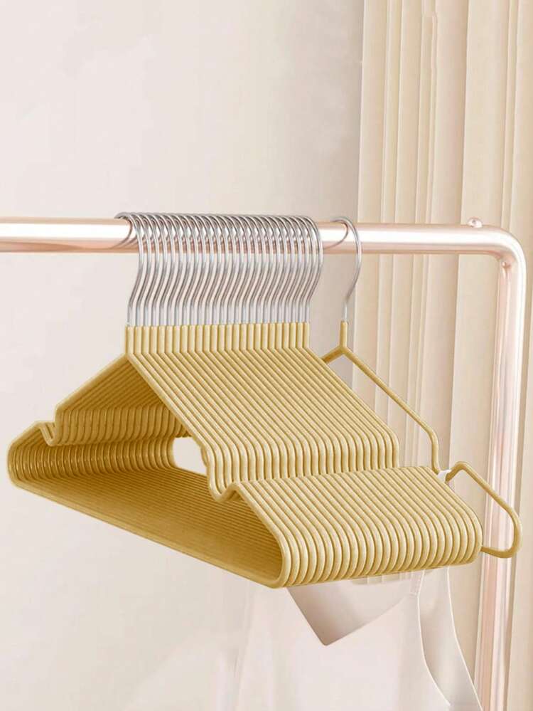 5/10 件防滑设计衣架，5 件金属裤子衣架，无痕衣架，坚固耐用的外套衣架，家用衣物干燥储存和整理，适用于卧室、浴室、家庭 - 米色 - 查看 7