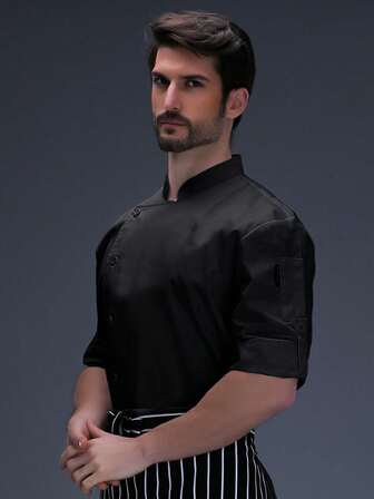 Adjustable Sleeve Chef Jacket, Unisex Long/Short Sleeve, Breathable, Suitable For Kitchen, Bakery, Restaurant, Hotel Work, All Seasons