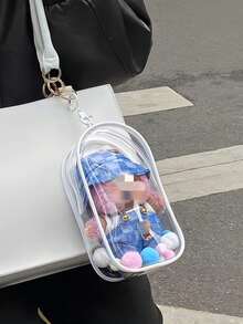 1pc 17cm Portable Doll Box For Storing And Transporting Collectibles And Artworks - Mystery Box And Collectibles Storage Box, Compatible With Collectibles (Excluding Dolls). Transparent Acrylic Material - Ideal For Use As Desktop Statue Acrylic Protective Case, Transparent Collection Box With Security Lock - (Keychain And Colored Ball Colors Random) - Multicolor - View 4