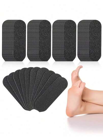20/10 piezas Lijas para pies - Limas de esmeril negras duraderas, crean pies suaves, eliminan la piel muerta, herramientas de pedicura de plástico inodoro, grande 100 grano 5.39in*1.69in, pequeña 180 grano 3.93*1.26in