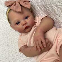 全乙烯基材质，48厘米逼真重生娃娃，19英寸柔软乙烯基材质，手工制作，新生儿造型，适合3岁以上儿童，生日礼物/圣诞礼物。