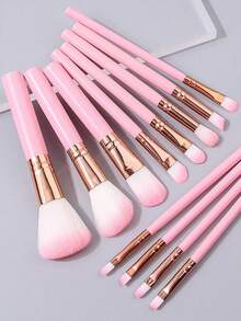 Juego de brochas de maquillaje para principiantes, set de 19 piezas de 12 brochas de maquillaje, 3 piezas de huevo sin polvo, 3 piezas de esponja triangular en polvo, 1 bolsa de almacenamiento de piezas - 12 piezas - Ver 11