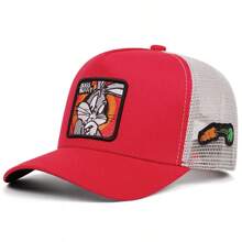 1 件华纳兄弟卡通刺绣棒球帽，户外运动活动网眼棒球帽，街头服饰