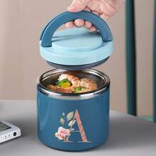 Letter A-Z Pattern Food Thermal Jar Insulated Soup Cup Portable Picnic Milk Drink Food Heater Containers Stainless Steel Lunch Box Thermo Keep Hot For School Children - Blue - View 17