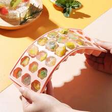 1 Piece Of Pink 21 Grid Ice Cube Mold, Creative Heart-Shaped Ice Cube Ice Making Mold, Household Soft Silicone Ice Storage Box - Pink - View 2