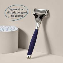 Harry' Chrome Shaving Kit For Men - 2 - Blade Razor With 3 Refill Cartridges, Lubricating Strip, USA - Made - Màu xanh lam - Xem 3