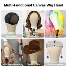 Wig-Making Mannequin Head, Made Of Material, Designed With Styling And Display Headband Installation Holes, Suitable For Making And Showcasing Lace Wigs, Includes A Fixed Stand, Needles, And Wig Caps - Bộ 22 inch - Xem 7