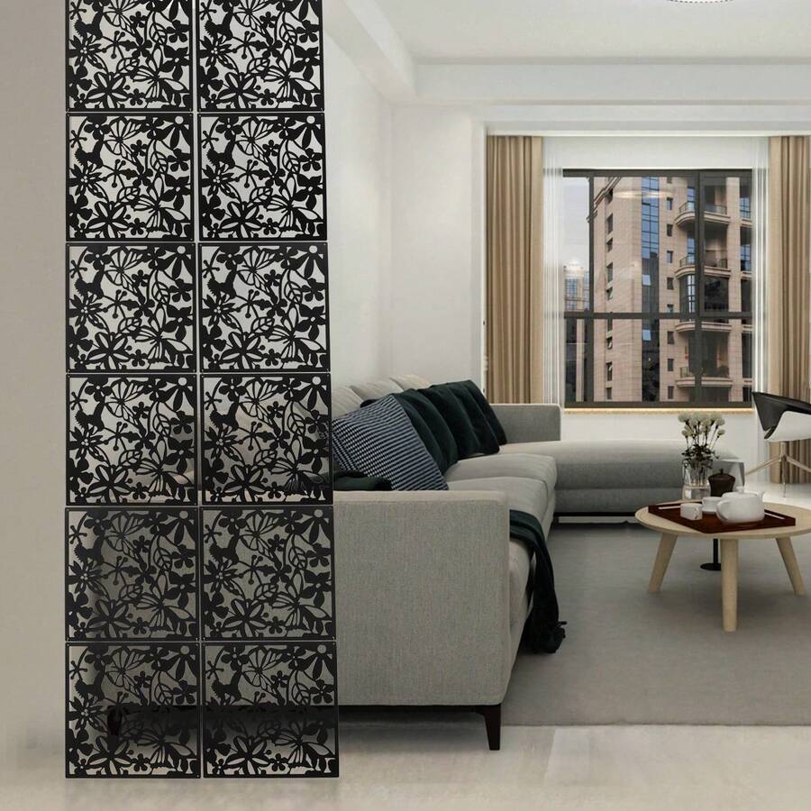 Pack Of 12 40 X 40 Cm Black Wall Screens, Wall Partition Screens, Room Divider Screens, Privacy Screens, Room Divider Curtains - màu đen - Xem 1