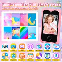 Kids Smartphone Toy With 32GB Card, 2.8" Touchscreen Travel Set With Wrist Strap, Dual Selfie Cameras + Music Player, 8 Games & 20 Photo Stickers, Perfect Gift For Boys Girls Ages 3-12
