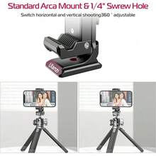 PICTRON Soporte de trípode de Metal para teléfono, 3 Zapatos fríos y Puerto Arca, Adaptador de trípode de 360 °   para,, Soporte para teléfono Celular, trípode de computadora - ST-27 - Ver 4