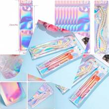 YQ 100 Pcs Pen Packaging Bags For Small Business Resealable Foil Pouch Bag For Pens Holographic Ziplock Smell Proof Storage Bags For Packaging Lipgloss Jewelry Cosmetic Candy 2.4x9 Inch YQ - 銀色 - 查看 1